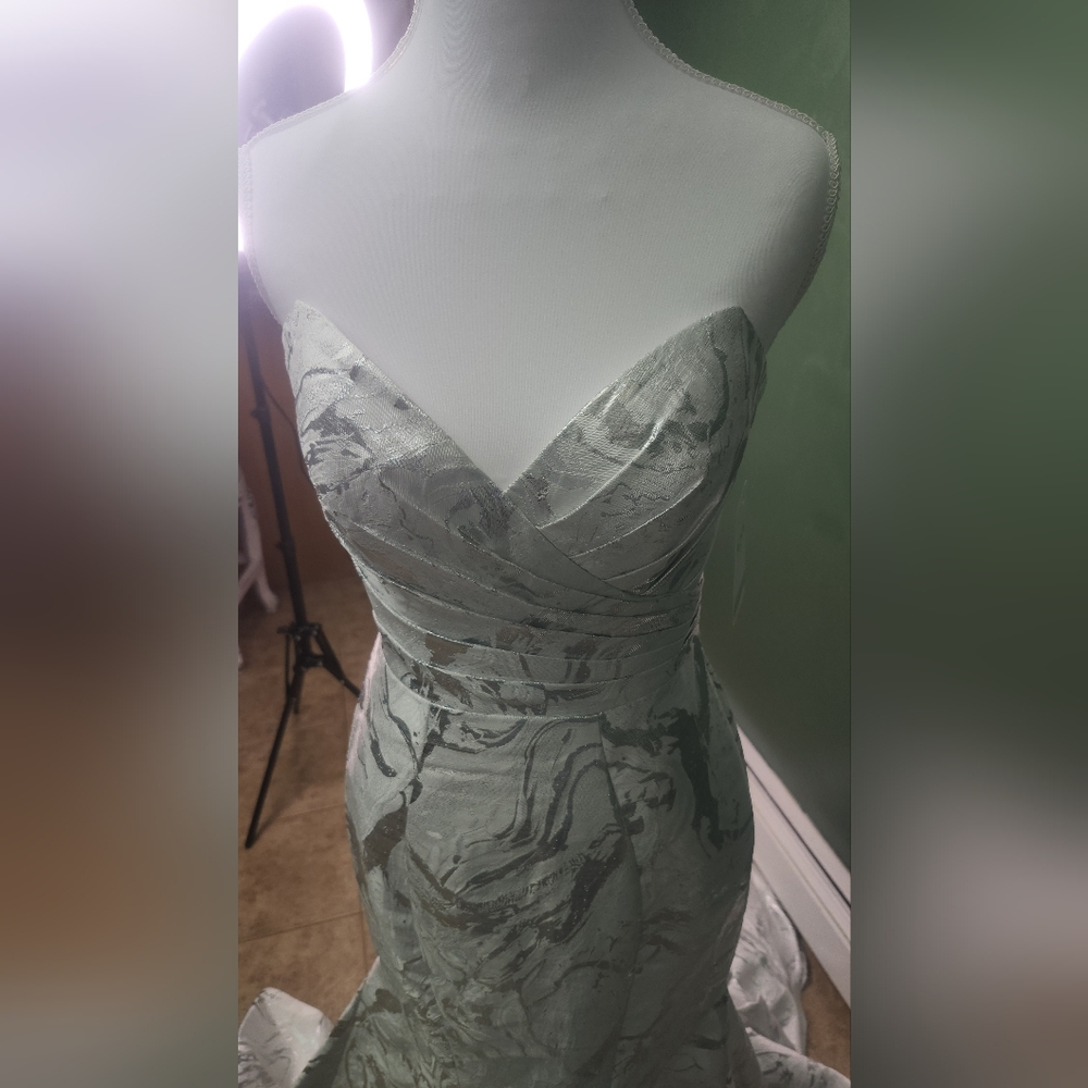 Alyce Paris Silver and White Prom Dress - Picture 3 of 16